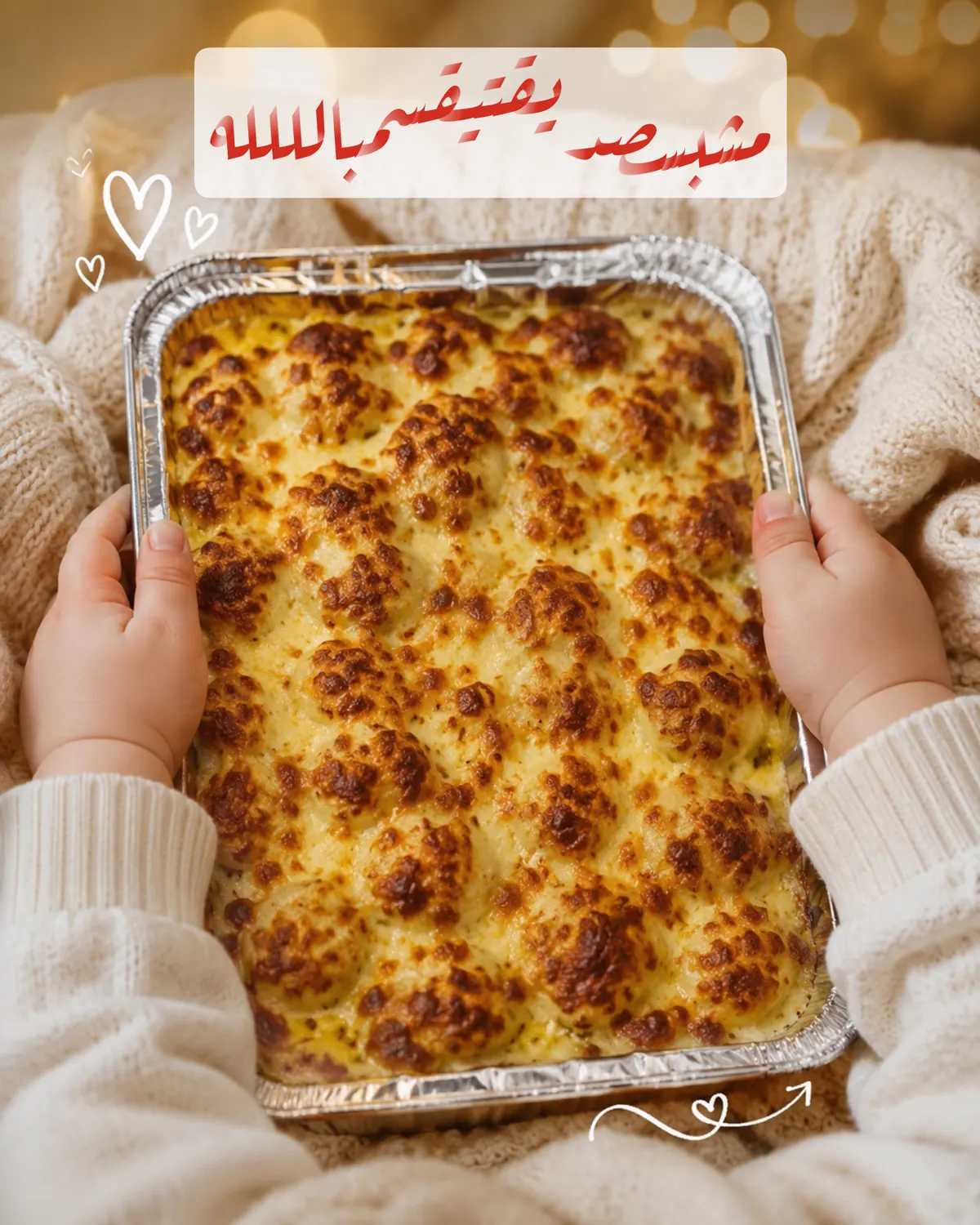 صينية بطاطا بالكريمة والموزاريلا المحمّرة